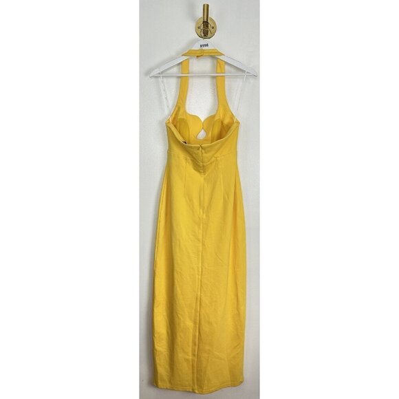 ELLIATT Tuning Halter Neck Column Gown in Yellow Size Medium - Picture 9 of 14